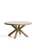 Mesa de exterior Mirtia en aluminio efecto madera y piedra sinterizada color crudo, Ø 148 cm