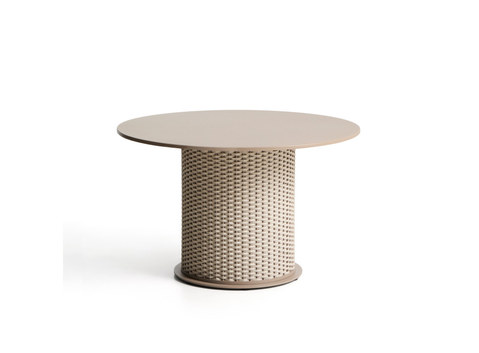 Mesa de exterior Sedalis de aluminio y cuerda gris paloma, Ø 120 cm
