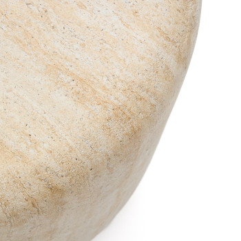 Mesa auxiliar Drasi de hormigón con acabado efecto travertino, Ø 60 cm