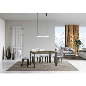Mesa Everyday Evolution con patas y estructura antracita D.90 - Mesa extensible 90x120/224 cm Everyday Evolution Fresno Blanco con patas y estructura antracita