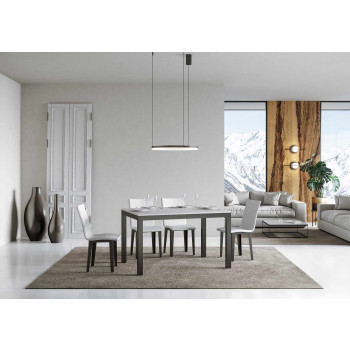 Mesa Everyday Evolution con patas y estructura antracita D.90 - Mesa extensible 90x120/380 cm Everyday Evolution Fresno Blanco con patas y estructura antracita