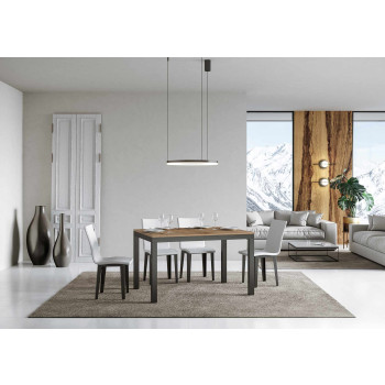 Mesa Everyday Evolution con patas y estructura antracita D.90 - Mesa extensible 90x120/380 cm Everyday Evolution Fresno Blanco con patas y estructura antracita