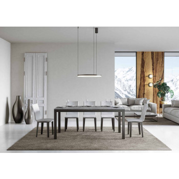 Mesa Everyday Evolution con patas y estructura antracita D.90 - Mesa extensible 90x160/420 cm Everyday Evolution Fresno Blanco con patas y estructura antracita