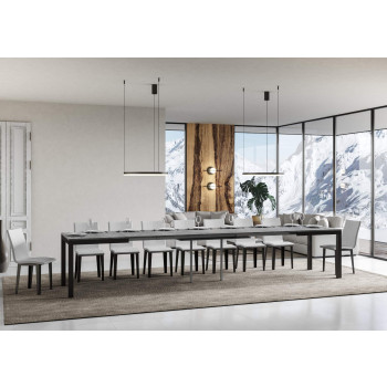 Mesa Everyday Evolution con patas y estructura antracita D.90 - Mesa extensible 90x160/420 cm Everyday Evolution Fresno Blanco con patas y estructura antracita