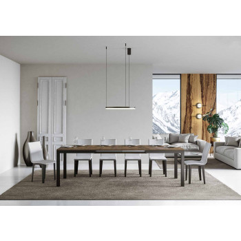 Mesa Everyday Evolution con patas y estructura antracita D.90 - Mesa extensible 90x160/420 cm Everyday Evolution Fresno Blanco con patas y estructura antracita