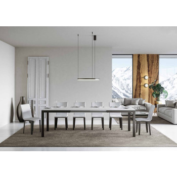 Mesa Everyday Evolution con patas y estructura antracita D.90 - Mesa extensible 90x160/420 cm Everyday Evolution Fresno Blanco con patas y estructura antracita