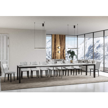 Mesa Everyday Evolution con patas y estructura antracita D.90 - Mesa extensible 90x160/420 cm Everyday Evolution Fresno Blanco con patas y estructura antracita