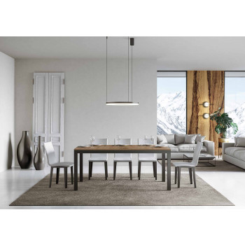 Mesa Everyday Evolution con patas y estructura antracita D.90 - Mesa extensible 90x160/420 cm Everyday Evolution Fresno Blanco con patas y estructura antracita