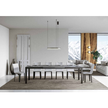 Mesa Everyday Evolution con patas y estructura antracita D.90 - Mesa extensible 90x180/440 cm Everyday Evolution Fresno Blanco con patas y estructura antracita