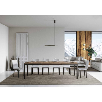 Mesa Everyday Evolution con patas y estructura antracita D.90 - Mesa extensible 90x180/440 cm Everyday Evolution Fresno Blanco con patas y estructura antracita