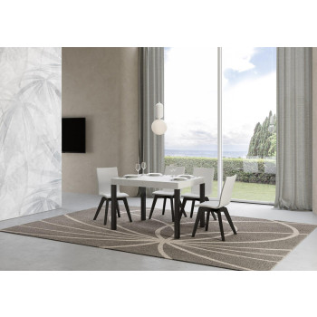 Mesa Everyday con patas antracita D.80 - Mesa extensible 80x120/204 cm Everyday Fresno Blanco con patas antracita