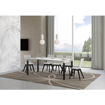 Mesa Everyday con patas antracita D.80 - Mesa extensible 80x120/204 cm Everyday Fresno Blanco con patas antracita