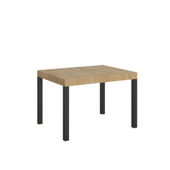 Mesa Everyday con patas antracita D.80 - Mesa extensible 80x120/204 cm Everyday Fresno Blanco con patas antracita