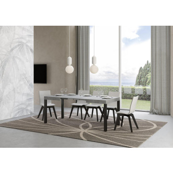 Mesa Everyday con patas antracita D.80 - Mesa extensible 80x120/204 cm Everyday Fresno Blanco con patas antracita
