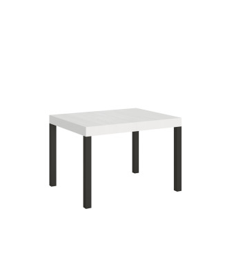 Mesa Everyday con patas antracita D.80 - Mesa extensible 80x120/204 cm Everyday Fresno Blanco con patas antracita