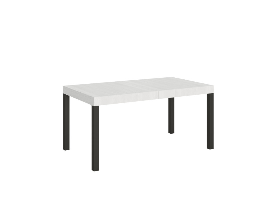 Mesa Everyday con patas antracita D.80 - Mesa extensible 80x160/244 cm Everyday Fresno Blanco con patas antracita