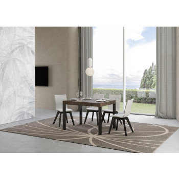 Mesa Everyday con patas antracita D.90 - Mesa extensible 70x110/194 cm Everyday Fresno Blanco con patas antracita