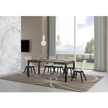 Mesa Everyday con patas antracita D.90 - Mesa extensible 70x110/194 cm Everyday Fresno Blanco con patas antracita