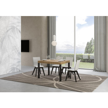 Mesa Everyday con patas antracita D.90 - Mesa extensible 70x110/194 cm Everyday Fresno Blanco con patas antracita
