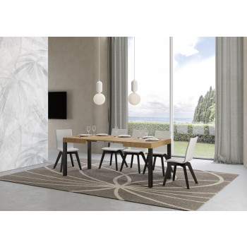 Mesa Everyday con patas antracita D.90 - Mesa extensible 70x110/194 cm Everyday Fresno Blanco con patas antracita