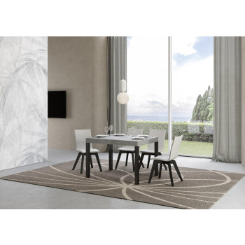 Mesa Everyday con patas antracita D.90 - Mesa extensible 70x110/194 cm Everyday Fresno Blanco con patas antracita