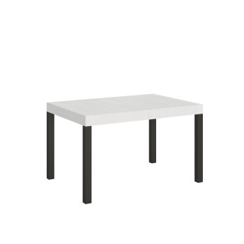 Mesa Everyday con patas antracita D.90 - Mesa extensible 90X120/224 cm Everyday Fresno Blanco con patas antracita