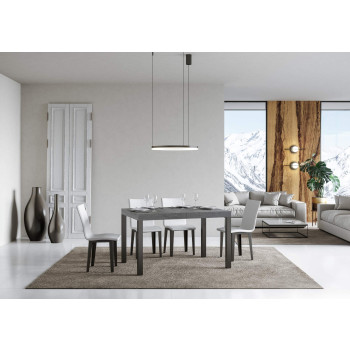 Mesa Everyday con patas antracita D.90 - Mesa extensible 90x120/380 cm Everyday Fresno Blanco con patas antracita