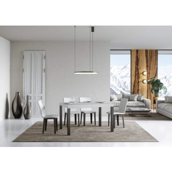 Mesa Everyday con patas antracita D.90 - Mesa extensible 90x120/380 cm Everyday Fresno Blanco con patas antracita