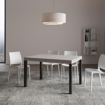 Mesa Everyday con patas antracita D.90 - Mesa extensible 90X140/244 cm Everyday Fresno Blanco con patas antracita