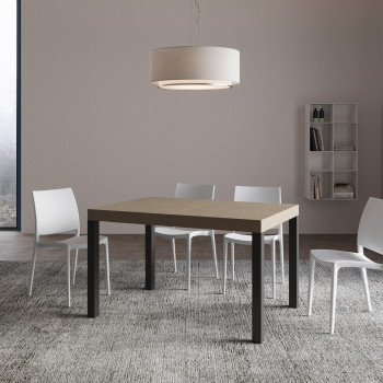 Mesa Everyday con patas antracita D.90 - Mesa extensible 90X140/244 cm Everyday Fresno Blanco con patas antracita