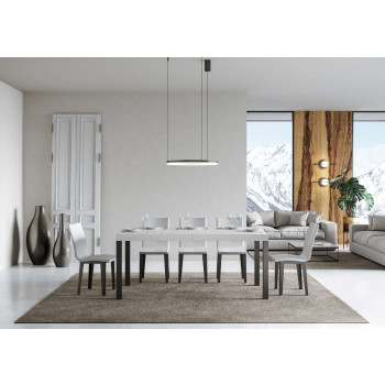 Mesa Everyday con patas antracita D.90 - Mesa extensible 90x160/264 cm Everyday Fresno Blanco con patas antracita