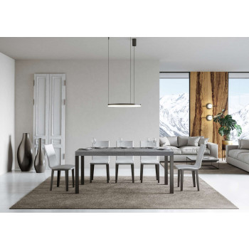 Mesa Everyday con patas antracita D.90 - Mesa extensible 90x160/264 cm Everyday Fresno Blanco con patas antracita