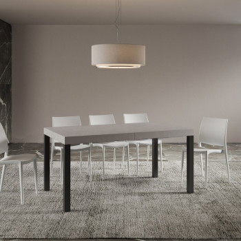 Mesa Everyday con patas antracita D.90 - Mesa extensible 90x160/420 cm Everyday Fresno Blanco con patas antracita