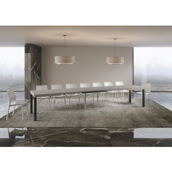 Mesa Everyday con patas antracita D.90 - Mesa extensible 90x160/420 cm Everyday Fresno Blanco con patas antracita
