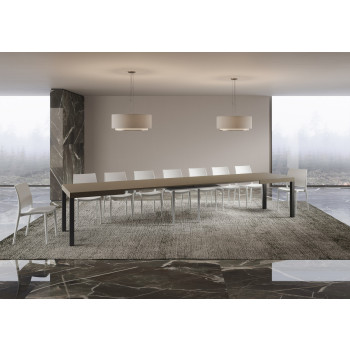 Mesa Everyday con patas antracita D.90 - Mesa extensible 90x160/420 cm Everyday Fresno Blanco con patas antracita