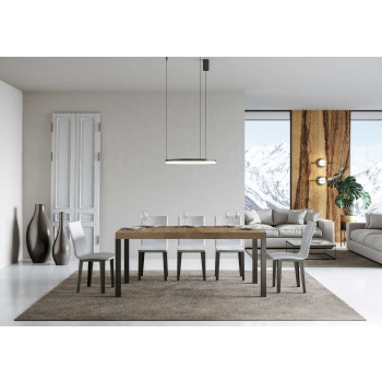 Mesa Everyday con patas antracita D.90 - Mesa extensible 90x160/420 cm Everyday Fresno Blanco con patas antracita