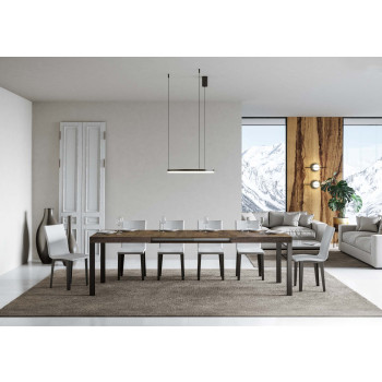 Mesa Everyday con patas antracita D.90 - Mesa extensible 90x180/284 cm Everyday Fresno Blanco con patas antracita