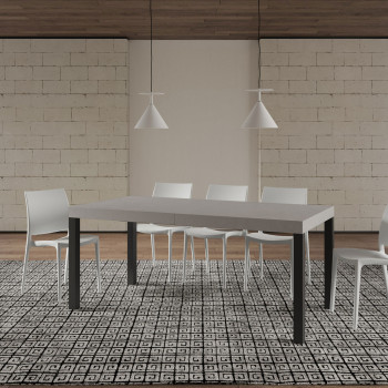 Mesa Everyday con patas antracita D.90 - Mesa extensible 90x180/284 cm Everyday Fresno Blanco con patas antracita