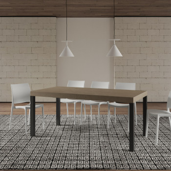 Mesa Everyday con patas antracita D.90 - Mesa extensible 90x180/284 cm Everyday Fresno Blanco con patas antracita