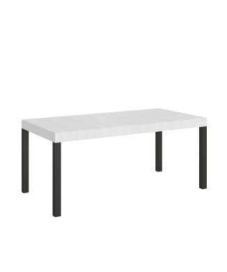 Mesa Everyday con patas antracita D.90 - Mesa extensible 90x180/440 cm Everyday Fresno Blanco con patas antracita