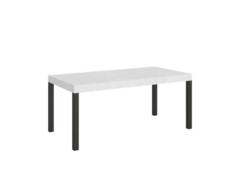 Mesa Everyday con patas antracita D.90 - Mesa extensible 90x200/304 cm Everyday Fresno Blanco con patas antracita