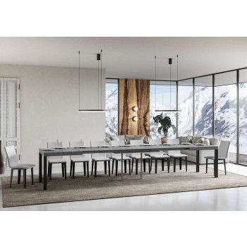 Mesa Everyday con patas antracita D.90 - Mesa extensible 90x200/460 cm Everyday Fresno Blanco con patas antracita