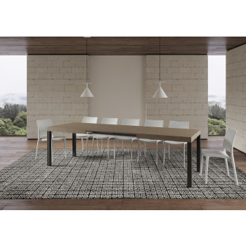 Mesa Everyday con patas antracita D.90 - Mesa extensible 90x200/460 cm Everyday Fresno Blanco con patas antracita