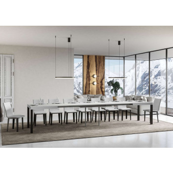 Mesa Everyday con patas antracita D.90 - Mesa extensible 90x200/460 cm Everyday Fresno Blanco con patas antracita