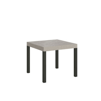 Mesa Everyday con patas antracita D.90 - Mesa extensible 90x90/246 cm Everyday Fresno Blanco con patas antracita