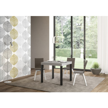 Mesa Everyday con patas antracita D.90 - Mesa extensible 90x90/246 cm Everyday Fresno Blanco con patas antracita