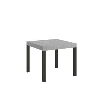 Mesa Everyday con patas antracita D.90 - Mesa extensible 90x90/246 cm Everyday Fresno Blanco con patas antracita