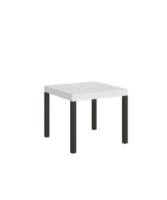 Mesa Everyday con patas antracita D.90 - Mesa extensible 90x90/246 cm Everyday Fresno Blanco con patas antracita