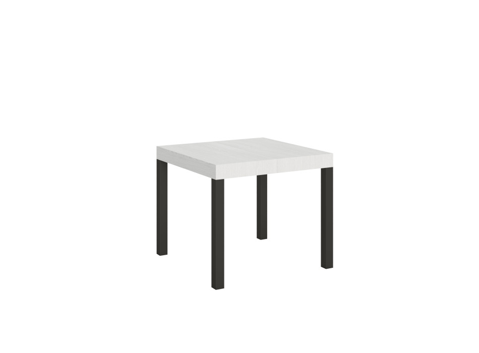 Mesa Everyday con patas antracita D.90 - Mesa extensible 90x90/246 cm Everyday Fresno Blanco con patas antracita