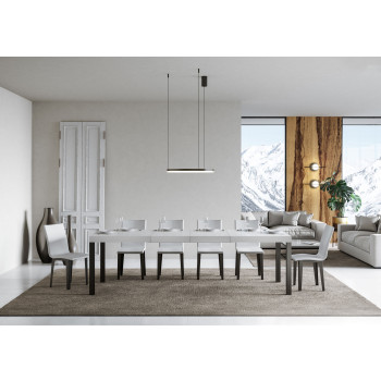 Mesa Everyday Premium con patas antracita D.90 - Mesa extensible 90X120/224 cm Everyday Premium Fresno Blanco con patas antracita